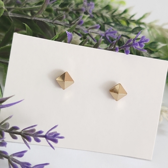 Tiny Diamond Stud Earrings - Picture 2 of 3